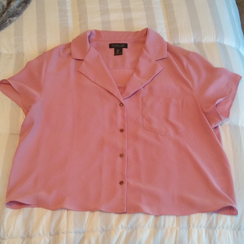 Rachel Zoe Pink Button Down Crop Top
